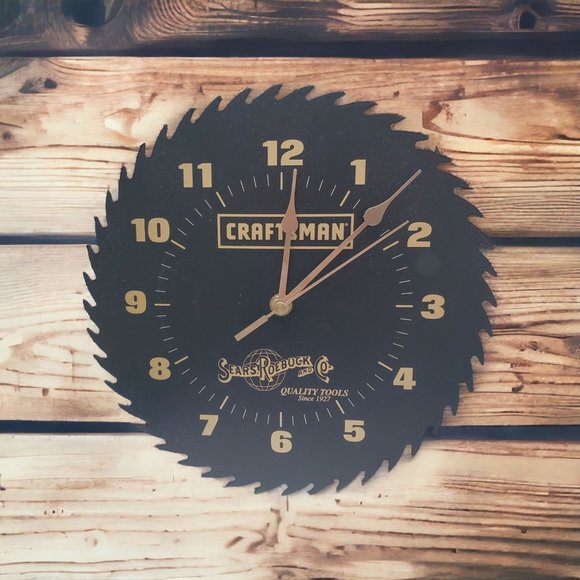 Craftsman Wall Decor Craftsman Saw Blade Shop Clock Black Gold